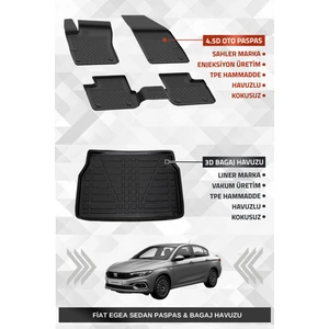 Fiat Egea Sedan Uyumlu 4.5D Premium SAHLER Paspas + Liner Marka 3D Bagaj Havuzu Seti - Egea Sedan