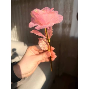 Love Candles 1 Adet Solmayan Gül, Yapay Gül, Parlak Gül, Sevgililer Günü Hediyesi, Simli Yapay Gül