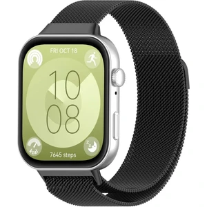 MMP Shop Huawei Watch Fit 3 Uyumlu Paslanmaz Hasır Örgü Metal Mıknatıs Kordon