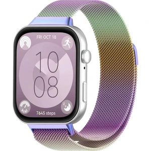 MMP Shop Huawei Watch Fit 3 Uyumlu Paslanmaz Hasır Örgü Metal Mıknatıs Kordon