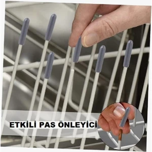 100 Adet Pas Önleyici Bulaşık Makinesi Sepet Çubukları Için Plastik Kapak Uçları Çizilmeleri Önler - Beyaz Renk