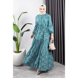 Orchid Style bağcıklı Desenli Viskon Elbise