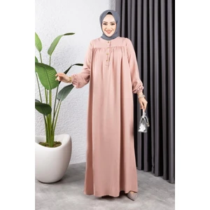 Orchid Style yarım Düğmeli Viskon Elbise