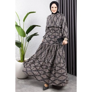 Orchid Style bağcıklı Desenli Viskon Elbise