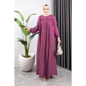 Orchid Style yarım Düğmeli Viskon Elbise