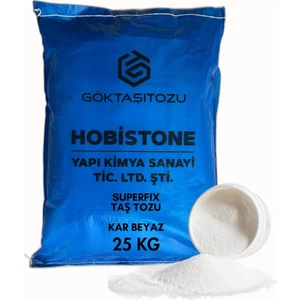 Göktaşı Tozu Superfıx Taş Tozu / Hobi Harcı / Obje-Mumluk-Heykel-Saksı-Tepsi Yapımı Için Özel Kar Beyaz Döküm Tozu / 25 kg