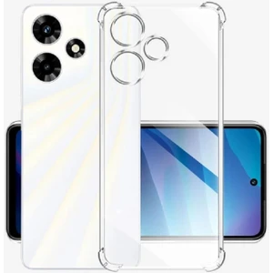 Caseworld Infinix Hot 30 Kapak Kamera Korumalı Airbag Antishock Köşe Korumalı Şeffaf Silikon Kılıf