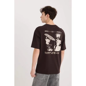 %100 Pamuk Rick and Morty Boxy Fit Bisiklet Yaka Sırt Baskılı Kısa Kollu Tişört D9843AX25SP