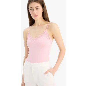 Slim Fit Dar Kesim V Yaka Dantelli Çıtçıtlı Body E8483AX25SP