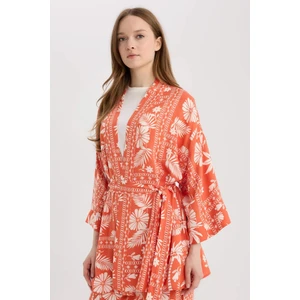 Relax Fit Desenli Kuşaklı Kimono D5443AX25SP
