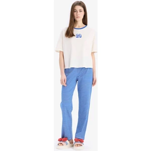 Pijama Takımı Kısa Kollu Üst Esnek Belli Uzun Alt-Fall in Love E7181AX25SP