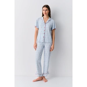 Stria Gömlek Yaka Pijama Takımı