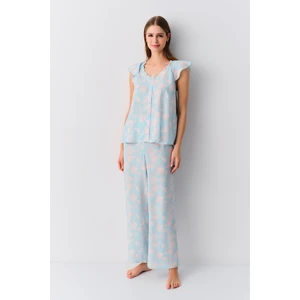 Shiny Askılı Gömlek Yaka Pijama Takımı