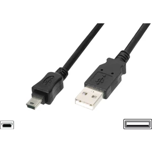 Usb 2.0 Bağlantı Kablosu, Usb A Erkek - Usb Mini B (5 Pin) Erkek, 1.80 Metre, Awg 28, Usb 2.0 Uyumlu, Ul, Siyah Renk