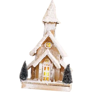 Noel Ahşap Işıklı Minyatür 40X19CM Dükkan Penceresi Için (Yurt Dışından)