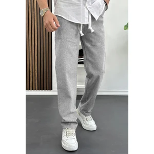 Erkek Rahat Kesim Keten Pantolon Gri Edw138