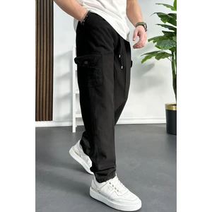 Erkek Baggy Kalıp Kargo Cepli Pantolon Siyah Edw131