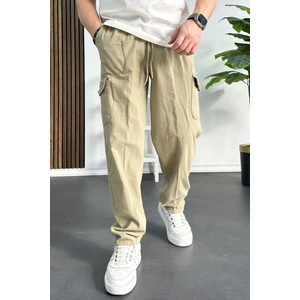 Erkek Baggy Kalıp Kargo Cepli Pantolon Kahverengi Edw131