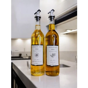 Büyülü Home 2 Li Şeffaf Cam 750 ml Ayçiçek Yağı Zeytinyağı Şişesi Yağdanlik