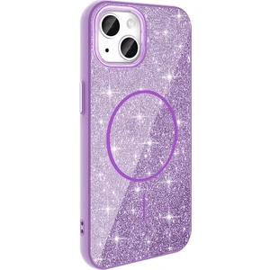 Case 4U iPhone 11 Kılıf Magsafe Şarj Özellikli Parlayan Simli Okso Kapak Derin Mor
