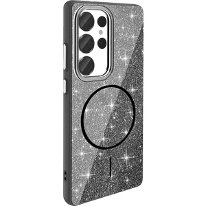 Case 4U Galaxy S25 Ultra Kılıf Magsafe Şarj Özellikli Parlayan Simli Okso Kapak Siyah