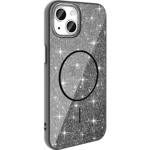 Case 4U iPhone 13 Kılıf Magsafe Şarj Özellikli Parlayan Simli Okso Kapak Siyah