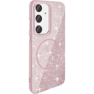 Case 4U Galaxy S23 Fe Kılıf Magsafe Şarj Özellikli Parlayan Simli Okso Kapak Pembe