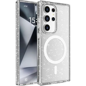 Case 4u Galaxy S25 Ultra Kılıf Magsafe Şarj Özellikli Parlayan Simli Saydam Renkli Allstar Kapak Şeffaf