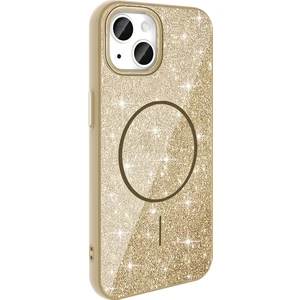 Case 4U iPhone 11 Kılıf Magsafe Şarj Özellikli Parlayan Simli Okso Kapak Gold