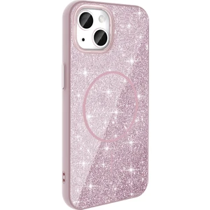 Case 4U iPhone 11 Kılıf Magsafe Şarj Özellikli Parlayan Simli Okso Kapak Pembe
