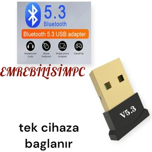 Emre Bilişim Bilgisayar Bluetooth Aparatı Çevirici Dönüştürücü Mini Bluetooth Adaptör Dongle 5.3 Yeni EMR 1 adet