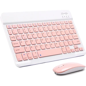 M.tk moveteck Üniversal Tablet Telefon iPad Tüm Cihazlara Uyumlu Kablosuz Taşınabilir Renkli Bluetooth Klavye ve Mause Seti
