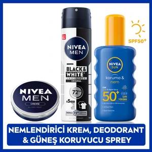NIVEA Sun Güneş Koruyucu Erkek Kişisel Bakım Seti,SPF50+ Güneş Kremi 200 ml,Deodorant,Nemlendirici