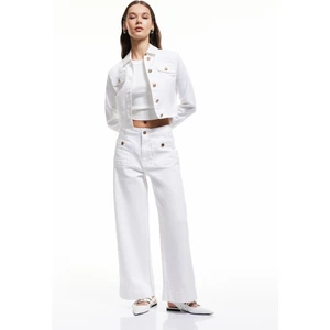Yüksek Bel Rahat Kalıp Cepli Kısa Denim Pantolon  -  Culotte Jeans