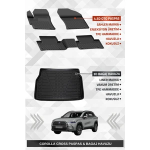 Corolla Cross 2022+ Uyumlu 4.5d Premium Havuzlu Oto Paspas ve Liner Marka 3D Bagaj Havuzu - Corolla Cross