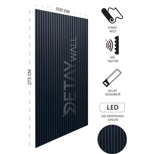 Mdf Ahşap Akustik Duvar Paneli - 100 x 275 cm - İzlanda Mavisi