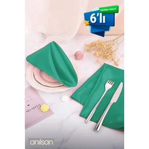 6’lı %100 Pamuk Kumaş Peçete Yeşil 50x50 Cm Mutfak Bezi Sofra Sunum Servis Peçetesi