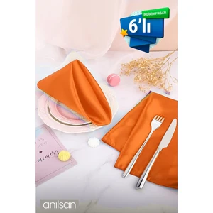 6’lı %100 Pamuk Kumaş Peçete Kahverengi 50x50 Cm Mutfak Bezi Sofra Sunum Servis Peçetesi