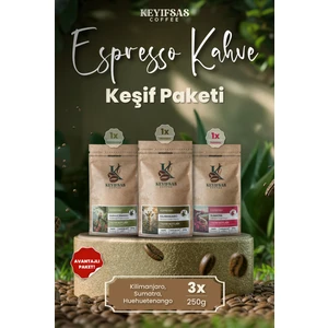 Keyifsas Coffee Tanışma Paketi (Sumatra, Huehuetenango, Kilimanjaro) 3x250 gr