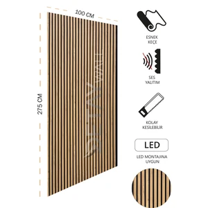 Mdf Ahşap Akustik Duvar  Paneli - 100 x 275 cm - Safir Meşe