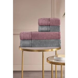 Ditsy Best Set Hamam Takımı - Mürdüm - Antrasit
