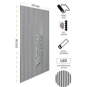 Mdf Ahşap Akustik Duvar Paneli - 100 x 275 cm - Krem