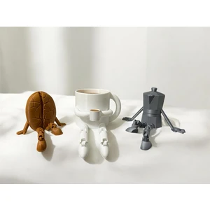 Eynes Avize Kahve Köşesi Sevimli Biblo Seti 3lü, Kahve Çekirdeği, Beyaz Kahve Kupası, Moka Pot, Coffee Set 8cm