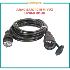 Hes Kablo Araç Sarjı Uyumlu Kablo ( 1 ile 12 Metre Ebatları) 3x2.5  Tam Bakır Hes Kablo Kauçuk Erkek Fiş ve Prizli ( 3x2.5 Hes Kablo Tam Bakır) Ttr Kablo Tseli HO5VV-F;
