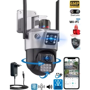 ICSee ViVa223 6MP Dual Lens 360° Görüş Hareketli  Waterproof Gece Görüş Sesli Görüşme Akıllı Kamera Çakarlı