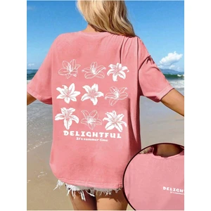 Kadın Peace And Love Baskılı Oversize T-Shirt