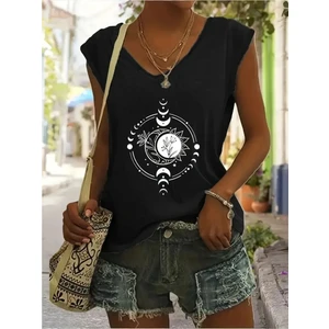Kadın V Yaka Kolsuz Oversize Salas Boyfriend T-Shirt