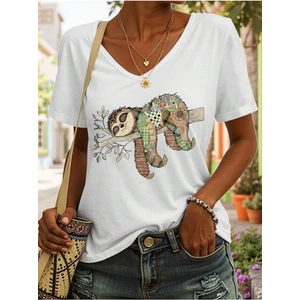 Kadın  Baskılı Kadın Oversize V Yaka T-Shirt Salaş