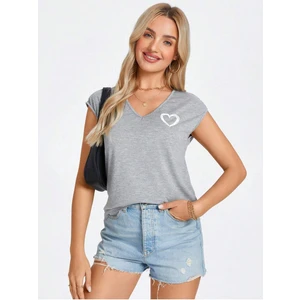 Tiny Heart Baskılı Kadın Oversize Salas T-Shirt Boyfriend