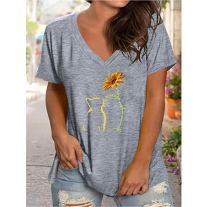 Kadın  Siyah Baskılı Oversize T-Shirt Salaş